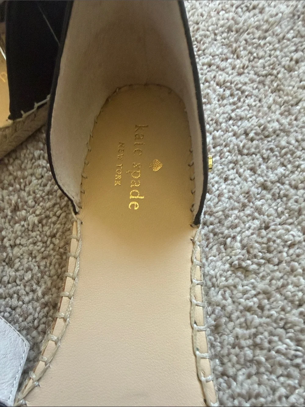 kate spade Black Espadrille Flats with Multicolor Glitter Toe Caps